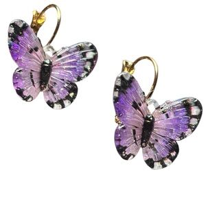 Charming Purple and Gold Butterfly Earrings